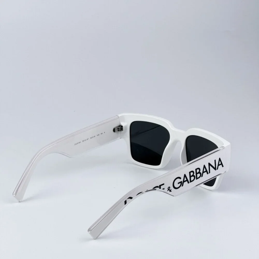 D&G DG6184 331287 BRAND NEW Sunglasses White Dark Grey Square Unisex